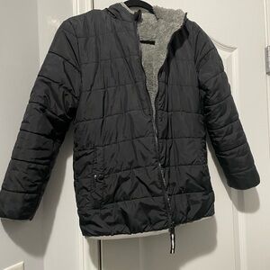 Kids Black Puffer Reversible Jacket